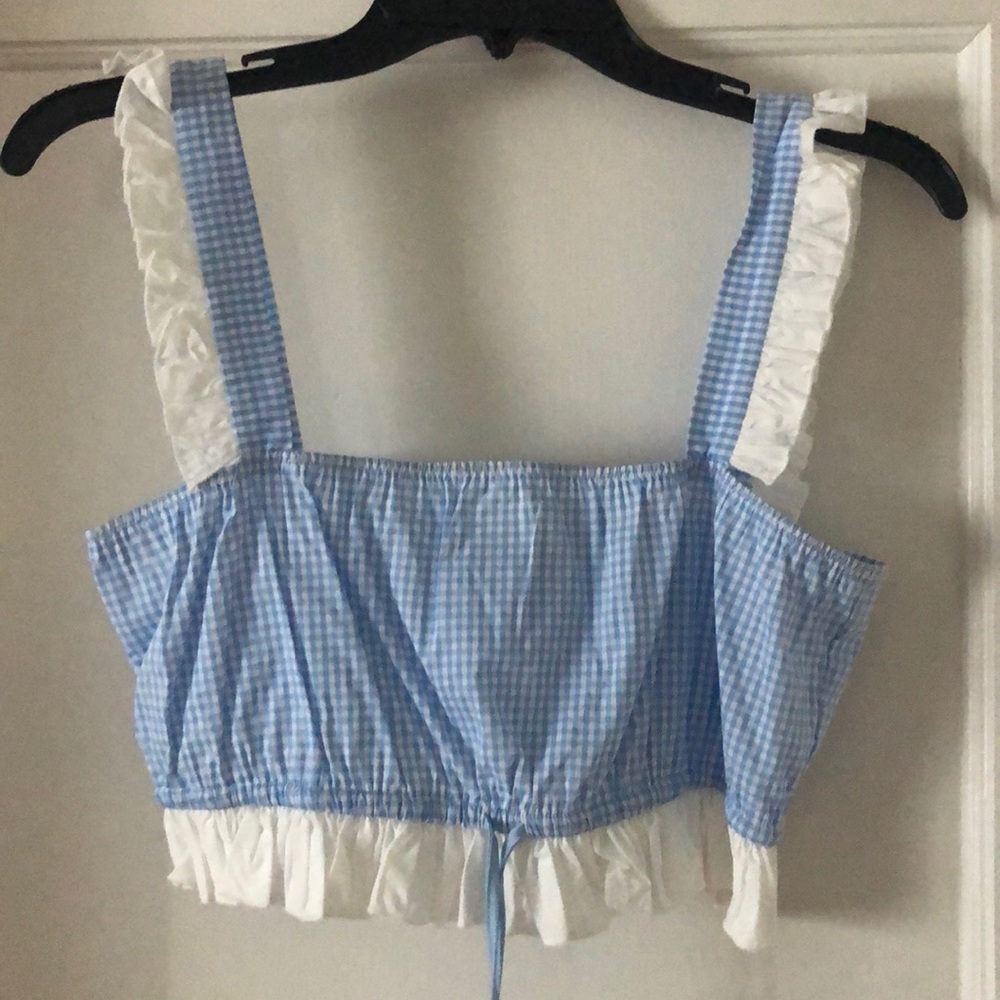 Plaid tiger mist crop top